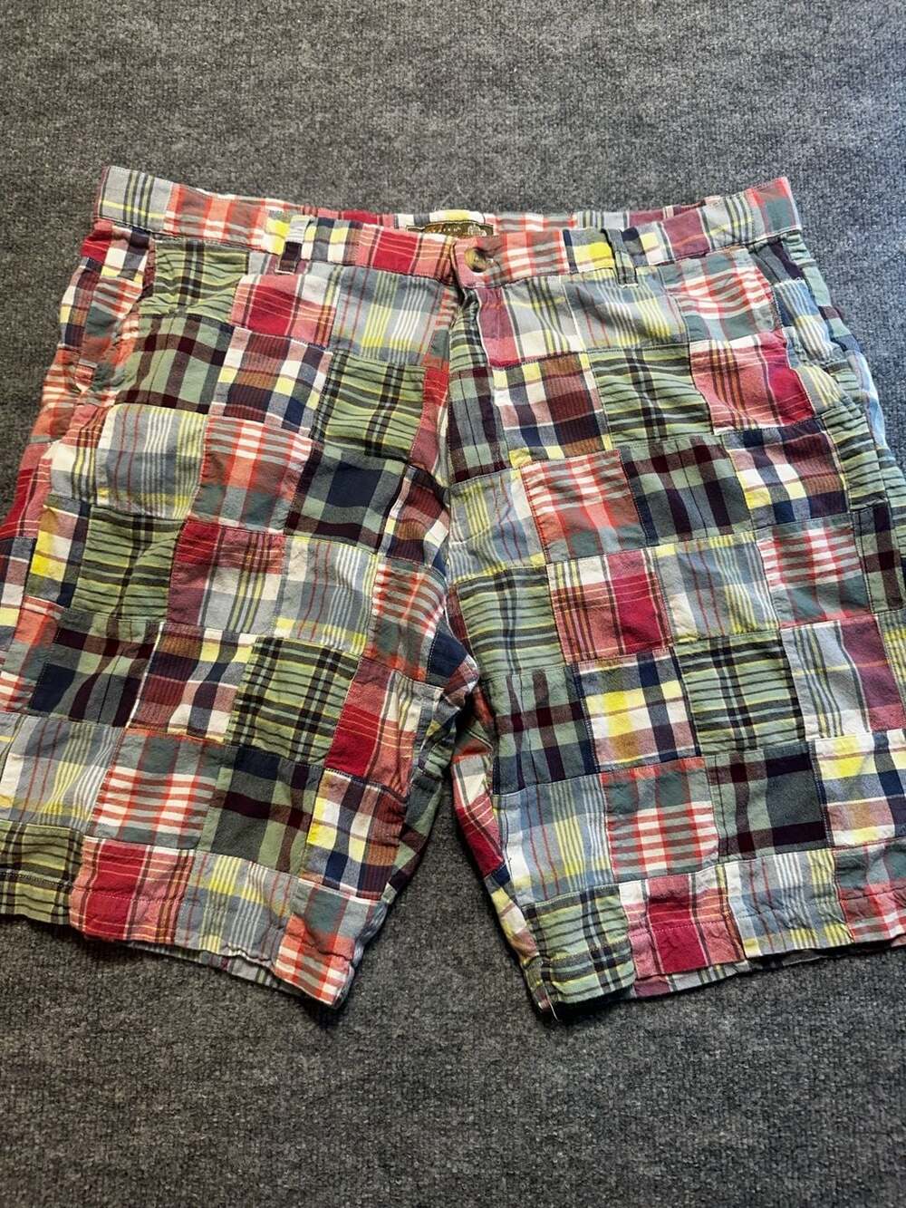Siegfried Vintage Patchwork Plaid Cotton Shorts Size 42 Coastal Preppy Resort